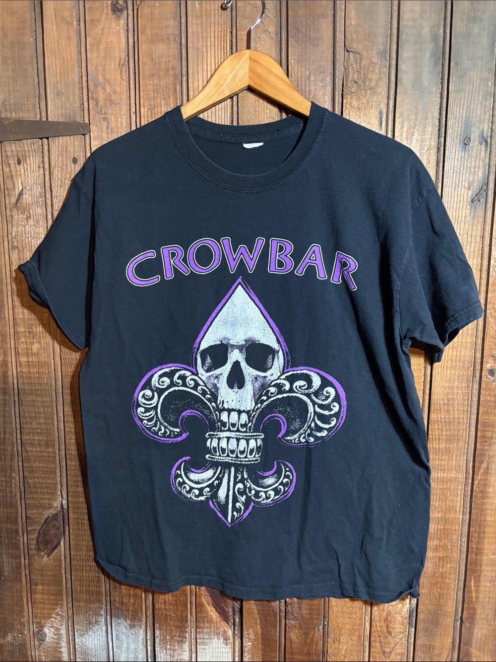 Crowbar Graphic Tour Tee - Black with Purple & White Skull Fleur-de-lis